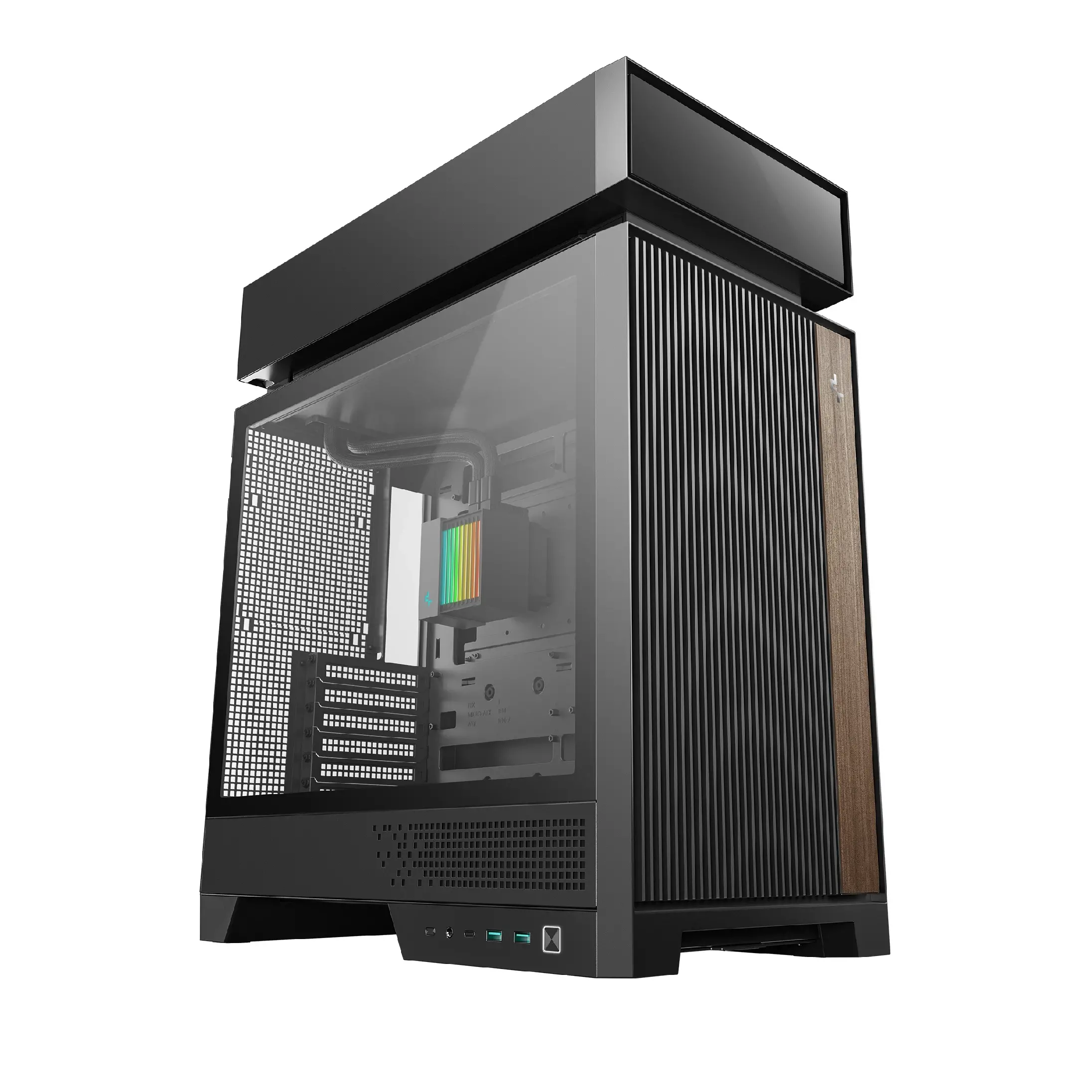 DeepCool carcasă ATX - CL6600 - Modulară cu camere separate, AIO de 360 mm preinstalat, 2 ventilatoare ARGB