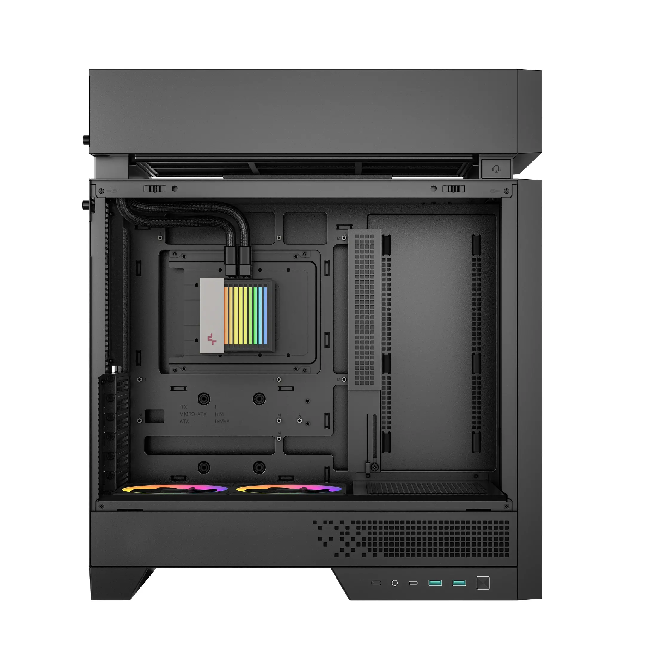 DeepCool кутия Case ATX - CL6600 - Modular Split-Chamber, 360 mm AIO Pre-Installed, 2 ARGB fans - image 3