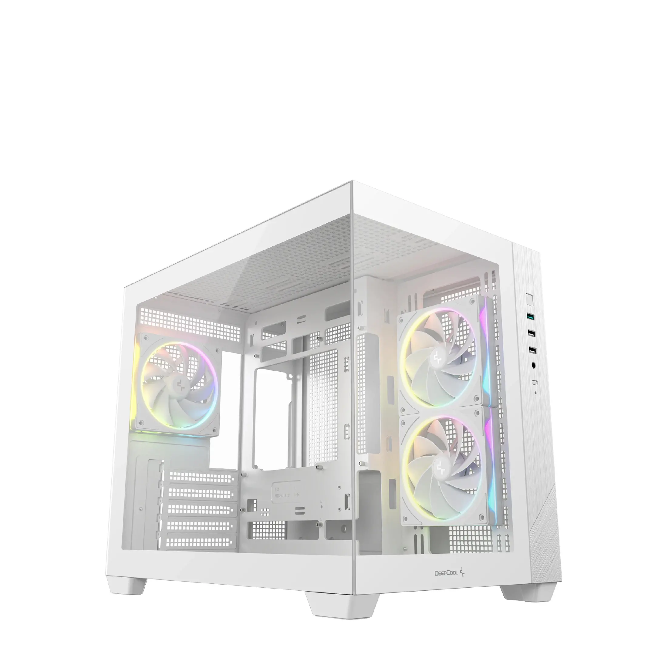 DeepCool Carcasă mATX - CG330 3F WH - 3 ventilatoare ARGB