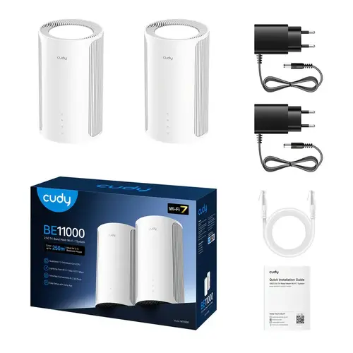 Sistem MESH wireless Cudy M11000 BE11000 Tri-Band 2.4/5/6Ghz 688 - 5765 Mbps - 2 bucăți - 4