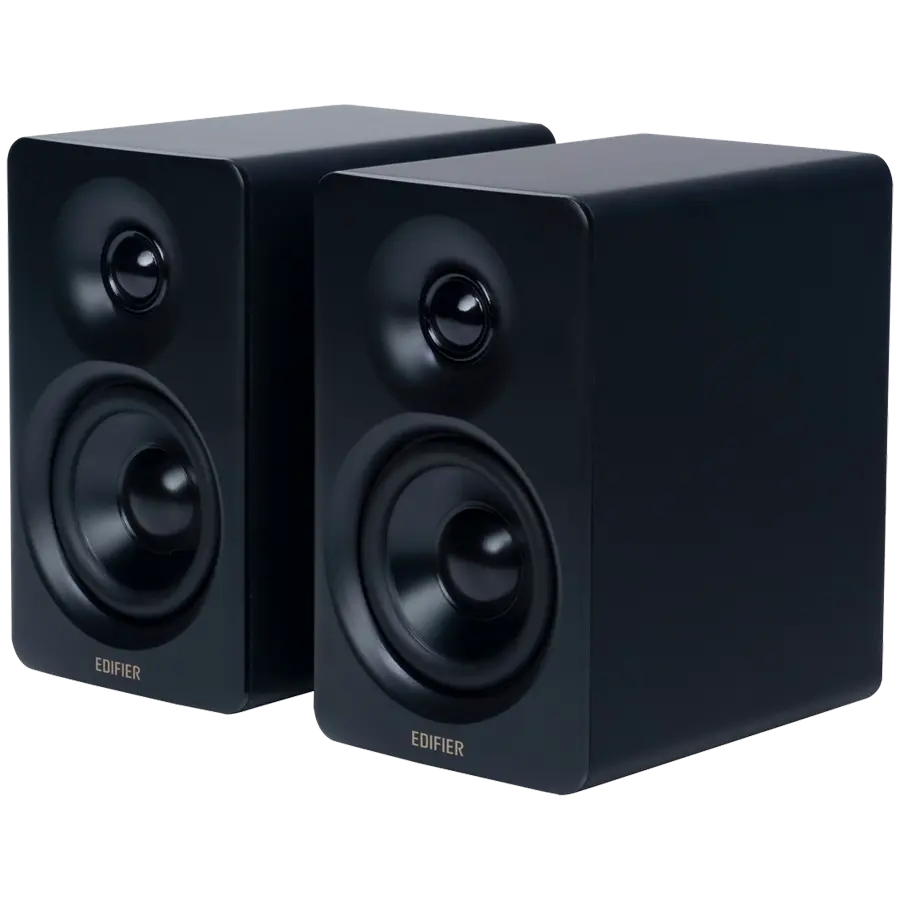 Edifier M60 Bookshelf Speakers, Bluetooth V5.3 (Hi-Res & Hi-Res Wireless), USB-C and 3.5 mm AUX inputs, 1-inch silk-dome tweeters 3-inch long-throw aluminum diaphragm mid-low drivers, 66 W (RMS), touch panel controls, Black