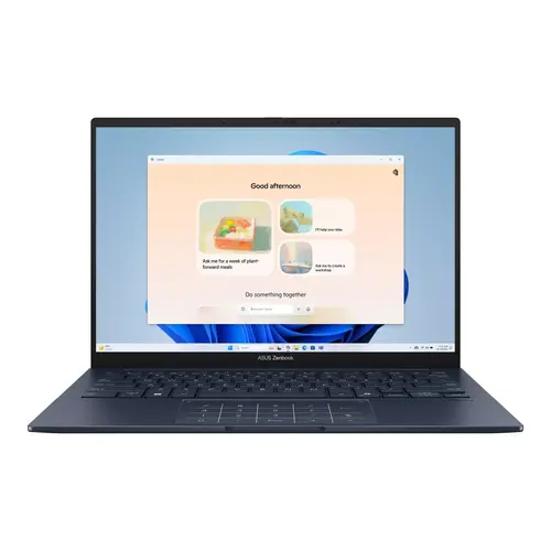 Лаптоп, Asus Zenbook UX3405CA-ST1098W,Intel Ultra 7 255H 2.0 GHz (24MB Cache, up to 5.1 GHz, 16 cores, 16 Threads), 14.0 OLED WQXGA+(WQ+) 2880X1800 16:10 Bend+500nits Glare , 120 Hz, LPDDR5X 16GB ( on board ),1TB  SSD G4, Windows 11 , Ponder Blue