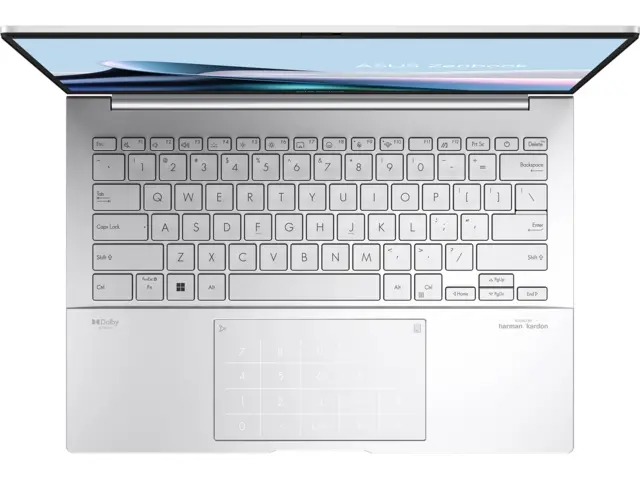 Лаптоп, Asus Zenbook UX3405CA-ST787X, Intel Ultra 9 285H 2.9 GHz (24MB Cache, up to 5.4 GHz, 16 cores, 16 Threads), 14.0 OLED WQXGA+(WQ+) 2880X1800 16:10 Bend+500nits Glare , 120 Hz, LPDDR5X 32GB ( on board ),1TB SSD G4, Windows 11 Pro,Foggy Silver - image 3