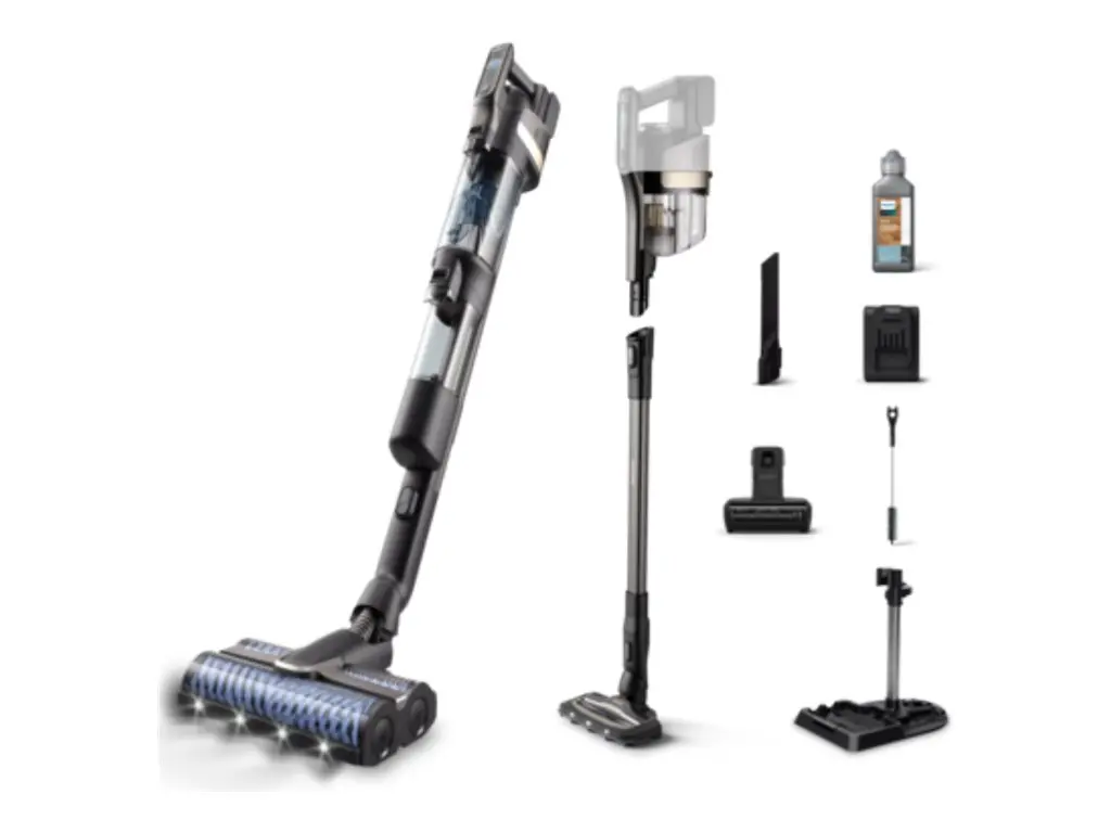 PHILIPS Ασύρματη όρθια ηλεκτρική σκούπα Aqua Trio Series 9000 3 ειδικοί τρόποι καθαρισμού Πατενταρισμένες βούρτσες υψηλής ταχύτητας