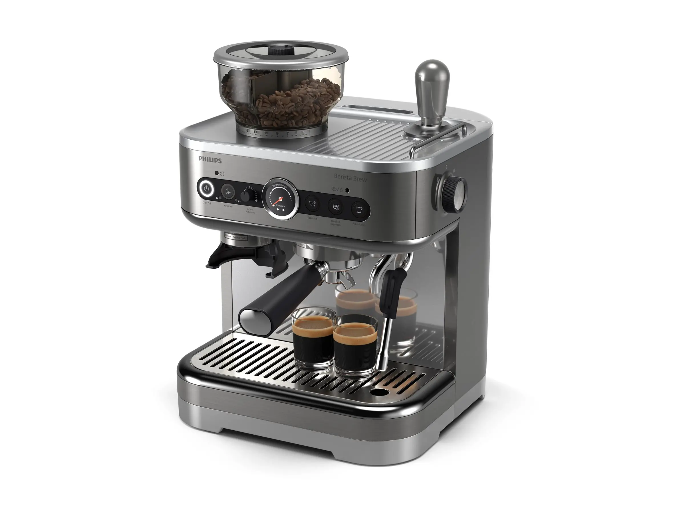 PHILIPS Barista Brew Полуавтоматична машина за еспресо контейнер за зърна кафе 280гр ръкохватка от неръждаема стомана Кана за мляко - image 1