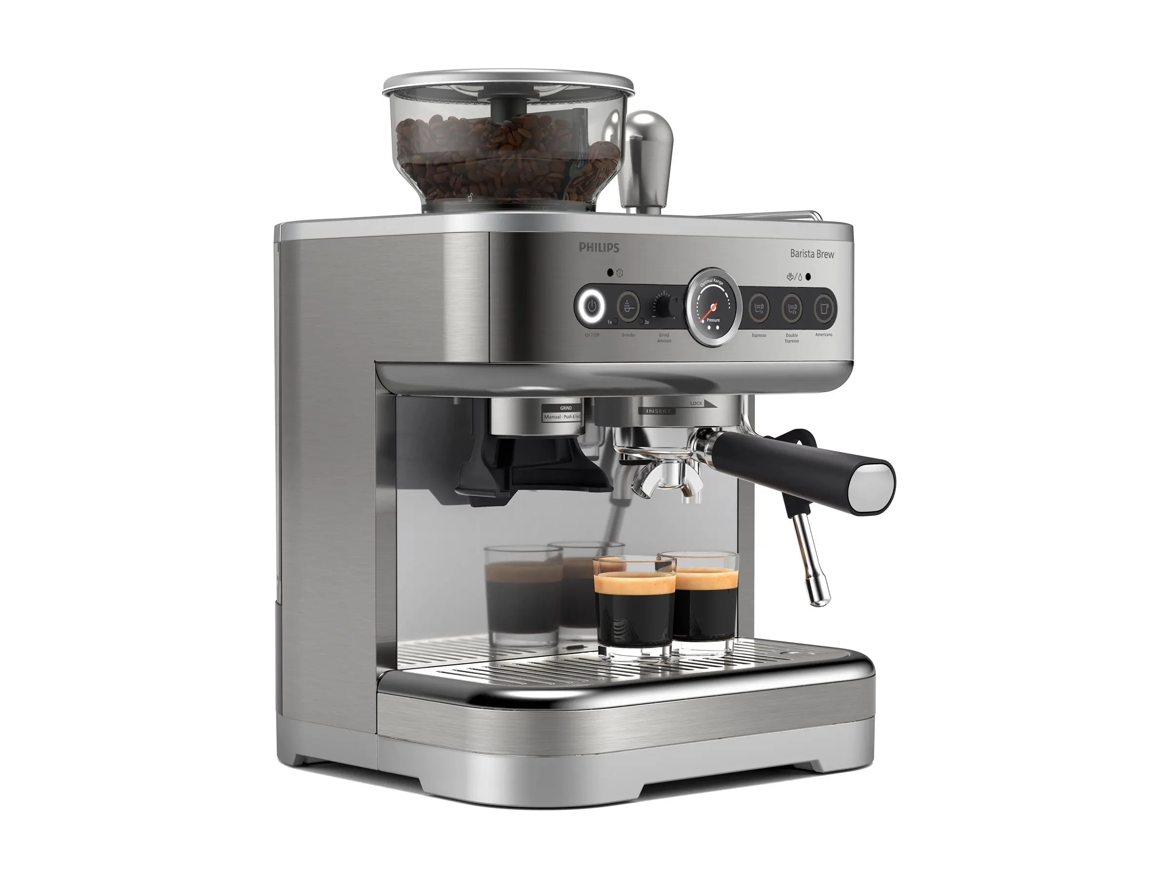 PHILIPS Barista Brew Espressor semiautomat recipient pentru boabe de cafea 280g mâner din oțel inoxidabil Cană pentru lapte - image 6