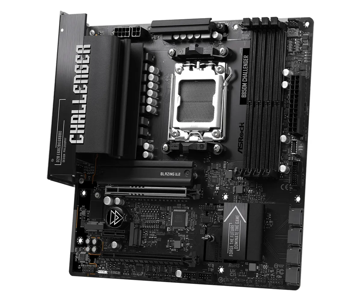 ASROCK MB B850M Challenger, AM5, 4x DDR5, 1x PCIe 5.0 x16, 1x PCIe 4.0x1, 1x PCIe 4.0x16, 1x Blazing M.2, 1x Hyper M.2, 4x SATA3, RAID 0, 1, 10, 7.1 CH HD Audio, 1x HDMI, 9x USB 3.2, 5x USB 2.0, 1x USB-C, 2.5G LAN, 1x HDMI, mATX - image 2