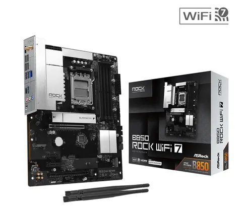 ASROCK MB Desktop B850 Rock WiFi 7, AM5, 4x DDR5, 1x PCIe 5.0 x16, 1x PCIe 4.0 x16, 1x Blazing M.2, 1x Hyper M.2, 4x SATA3, RAID 0, 1, 10, 7.1 CH HD Audio, 1x HDMI, 8x USB 3.2, 8x USB 2.0, 2x USB-C, 2.5G LAN, 2x Wi-Fi 7, BT, 1x HDMI, 1x SPDIF, ATX - image 4