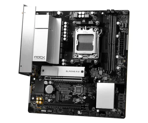 ASROCK MB B850M Rock WiFi 7, AM5, 2x DDR5, 1x PCIe 5.0 x16, 1x PCIe 3.0x16, 1x Blazing M.2, 1x Hyper M.2, 4x SATA3, RAID 0, 1, 10, 7.1 CH HD Audio, 1x HDMI, 6x USB 3.2, 5x USB 2.0, 1x USB-C, 2.5G LAN, 2x Wi-Fi 6E, BT, 1x HDMI, 1x DP, mATX - image 2