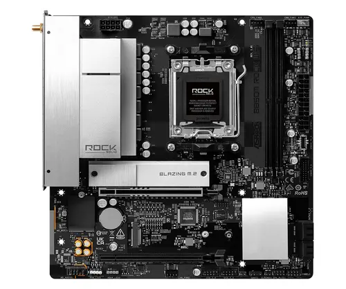 ASROCK Μητρική B850M Rock WiFi 7, AM5, 2x DDR5, 1x PCIe 5.0 x16, 1x PCIe 3.0x16, 1x Blazing M.2, 1x Hyper M.2, 4x SATA3, RAID 0, 1, 10, 7.1 CH - 1