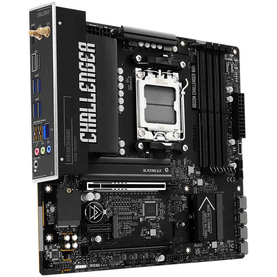 ASROCK MB B850M Challenger WiFi, AM5, 4x DDR5, 1x PCIe 5.0 x16, 1x PCIe 4.0x1, 1x PCIe 4.0x16, 1x Blazing M.2, 1x Hyper M.2, 4x SATA3, RAID 0, 1, 10, 7.1 CH HD Audio, 1x HDMI, 9x USB 3.2, 5x USB 2.0, 1x USB-C, 2.5G LAN, 2x Wi-Fi 7, BT, 1x HDMI, mATX - image 2