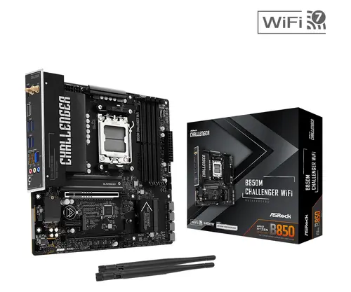 ASROCK MB B850M Challenger WiFi, AM5, 4x DDR5, 1x PCIe 5.0 x16, 1x PCIe 4.0x1, 1x PCIe 4.0x16, 1x Blazing M.2, 1x Hyper M.2, 4x SATA3, RAID 0, 1, 10, 7.1 CH HD Audio, 1x HDMI, 9x USB 3.2, 5x USB 2.0, 1x USB-C, 2.5G LAN, 2x Wi-Fi 7, BT, 1x HDMI, mATX - image 4