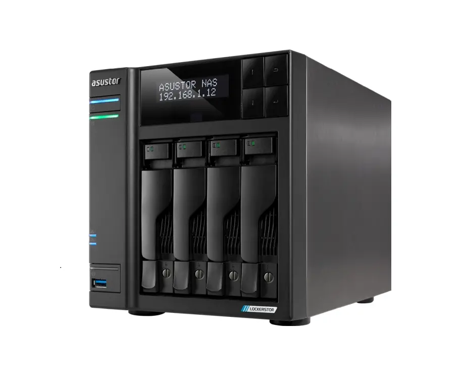 Storage de rețea, Asustor Lockerstor AS6704T, 4 Bay NAS, Intel Jasper Lake Quad-Core 2.0GHz, 4GB RAM DDR4, 5GbE x 2, M.2 SSD Slotsx4 (fără discuri)
