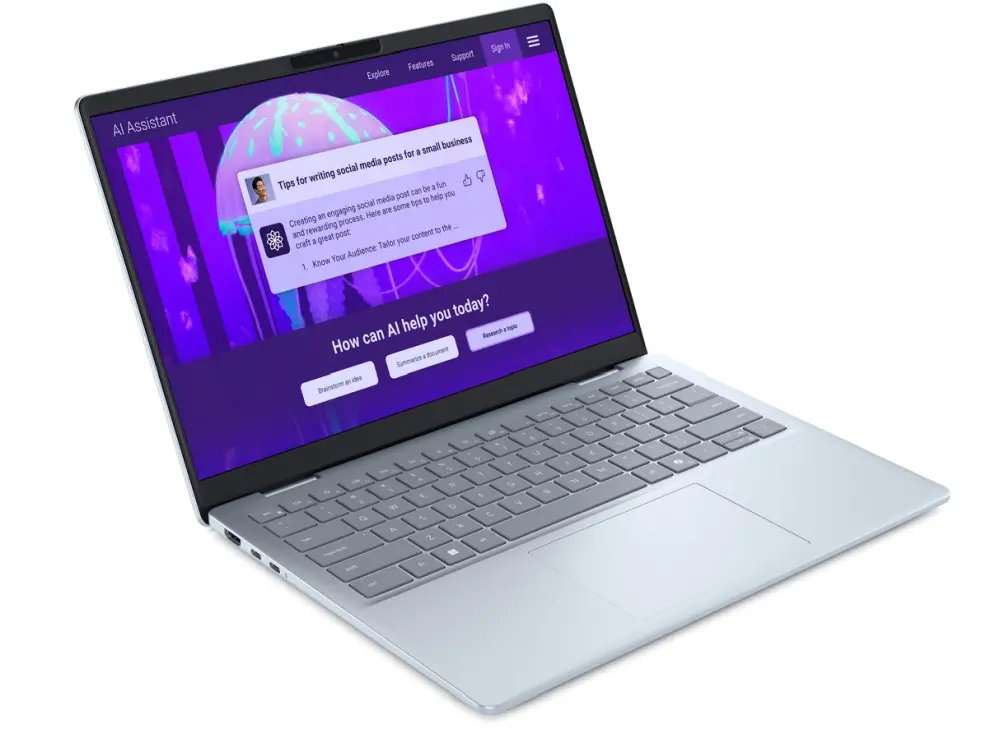 Лаптоп, Dell 14 Plus DB14250, Intel Ultra 7 258V (47 TOPS NPU, 8 cores, up to 4.8 GHz), 14" 16:10 2.5K (2560x1600) AG 300nits WVA, 32GB, LPDDR5X, 8533MT/s (onboard), 1TB M.2 SSD PCIe, Intel Arc, FHD RGB and Mic, Wi-Fi 7, FPR, Backlit Kb, Win 11 Home, Ice Blu - image 1