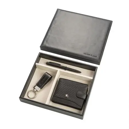 Мъжки комплект химикалка, портфейл и ключодържател Auto Set с логото на Skoda - image 1