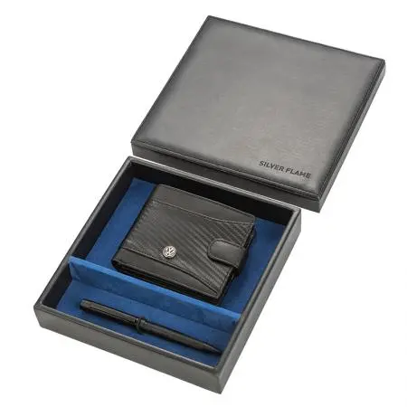 Мъжки комплект химикалка и портфейл Auto Set с логото на Volkswagen - image 1