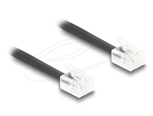 Delock Cablu telefonic spiralat RJ11 plug - RJ11 plug, negru 1 m - 2