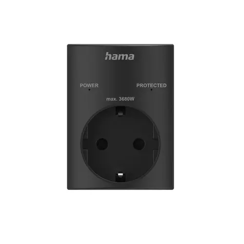 HAMA Контакт с вградена защита от пренапрежение, черен - image 1