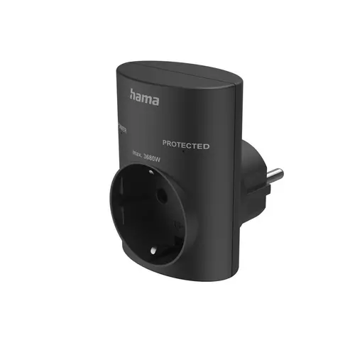 HAMA Контакт с вградена защита от пренапрежение, черен - image 5