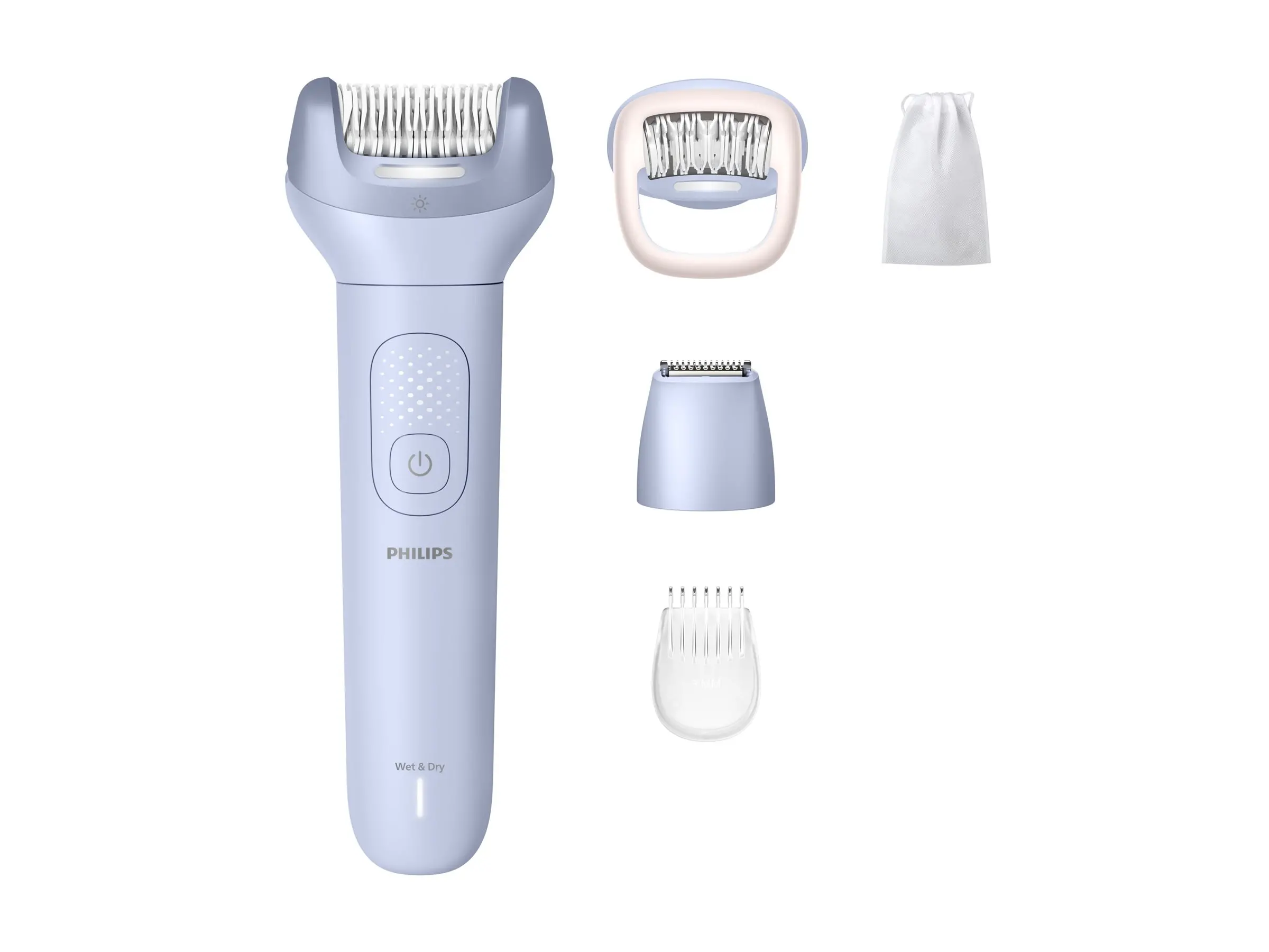 PHILIPS Epilator Series 8000 pentru utilizare pe uscat și umed 2 setări de viteză până la 60 min funcționare wireless 5 accesorii
