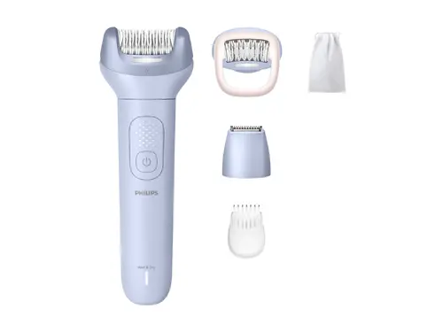 PHILIPS Αποτριχωτική μηχανή Series 8000 για χρήση σε στεγνό και υγρό δέρμα 2 ρυθμίσεις ταχύτητας έως 60 λεπτά ασύρματης λειτουργίας 5 εξαρτήματα - 1