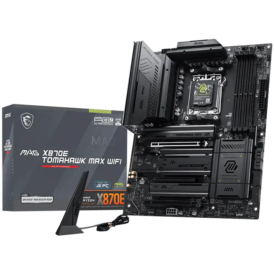 MSI MAG X870E TOMAHAWK MAX WIFI, ATX, Socket AM5, 4x DDR5 Dual Channel DDR5 până la 8400(OC)MHz, 3x slot PCIe 3.0 x16, 4x slot M.2, 4x USB 2.0, 3x USB