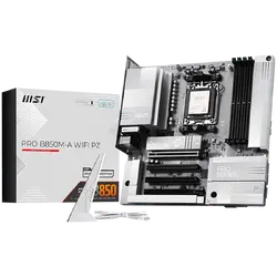 MSI PRO B850M-A WIFI PZ, mATX, Socket AM5, 4x DDR5 Dual Channel DDR5 up to 8200(OC)MHz, 4x PCIe x16 slot, 2x M.2 slot, 3x USB 5Gbps, 3x USB 10Gbps, 1x USB 10Gbps Type-C, 7.1 HD Audio, 5G LAN, WiFI 7, BT, 3Y