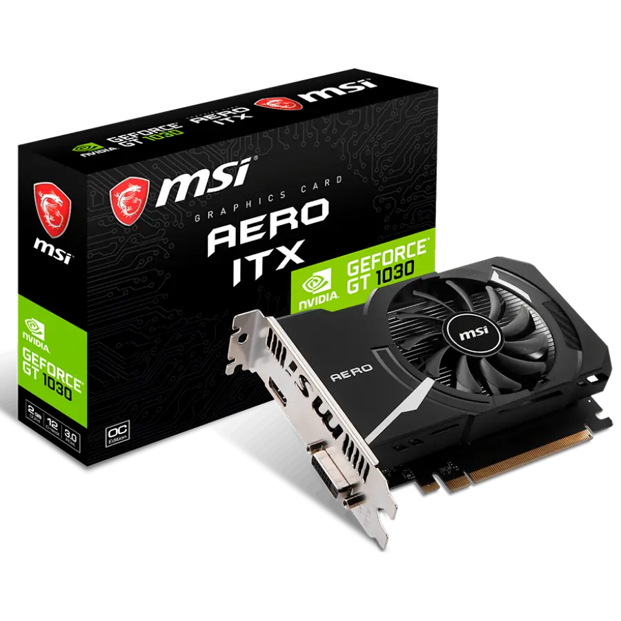 MSI Placă video NVidia GT 1030 AERO ITX 2GD4 OC (2G GDDR4, HDMI, DVI) retail
