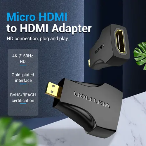 Vention Adaptor Adapter Micro HDMI M / HDMI F Negru - AITB0 - 2