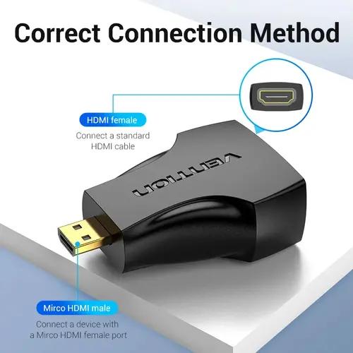 Vention Адаптер Adapter Micro HDMI M / HDMI F Black - AITB0 - image 3