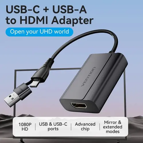 Vention адаптер Adapter USB-C/A to HDMI F - ACYHB - image 1