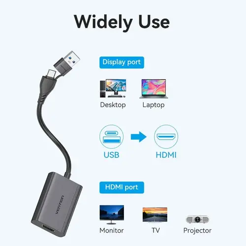 Vention адаптер Adapter USB-C/A to HDMI F - ACYHB - image 9