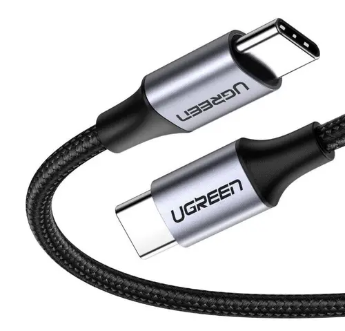 ПЛЕТЕН КАБЕЛ ЗА ЗАРЕЖДАНЕ 1М USB-C/USB-C 3А 60W UGREEN - СИВ
