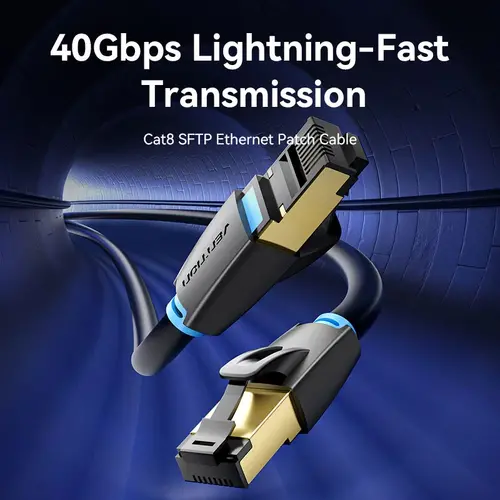 Vention Кабел LAN SFTP Cat.8 Patch Cable - 5.0M Black 40Gbps - IKABJ - image 1