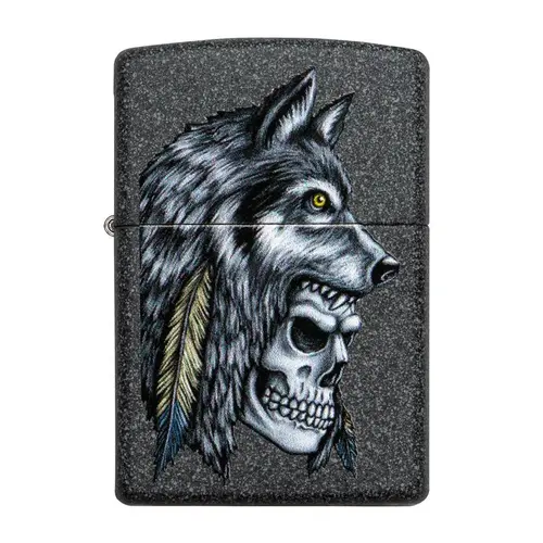 Brichetă Zippo, Wolf Skull Feather Design - 1