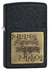 Запалка Zippo, Black Crackle Gold Zippo Logo