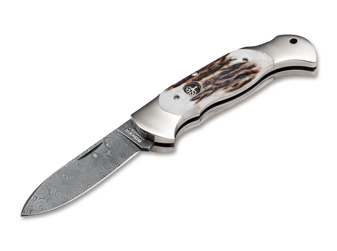 Джобен нож Böker Manufaktur Solingen Scout Spearpoint Stag Damascus
