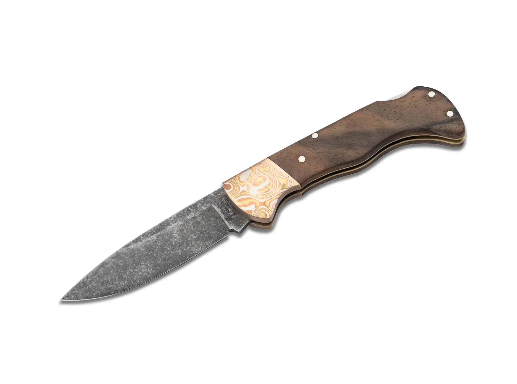 Briceag Boker Solingen Folding Hunter Mokume Walnut Black Stonewash