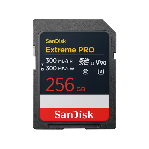 SANDISK Extreme PRO 256GB SDXC Memory Card, 300MB/s Read & Write speeds, 8K, V90, UHS-II SANDISK Extreme PRO 256GB SDXC Memory Card, 300MB/s Read & Write speeds, 8K, V90, UHS-II