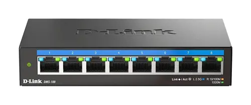 Суич D-Link DMS-108/E, 8 портов 2.5G Multi-Gigabit Суич D-Link DMS-108/E, 8 портов 2.5G Multi-Gigabit