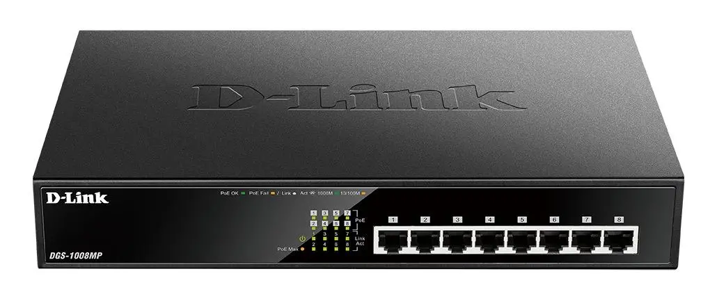 Комутатор, D-Link 8-Port Desktop Gigabit PoE+ Switch
