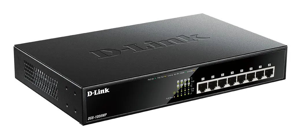 Switch, D-Link 8-Port Desktop Gigabit PoE+ Switch - image 1