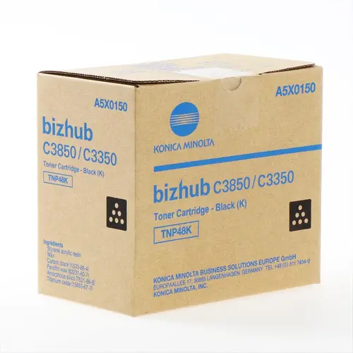 Тонер касета за Konica Minolta bizhub C3350/C3850/C3850FS - Toner - TNP48K (TNP-48K) / A5X0150 - Black - PN A5X0150