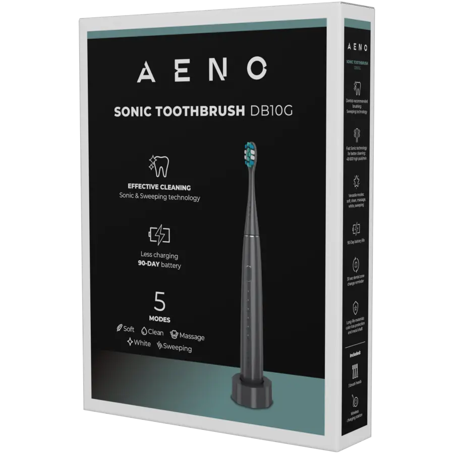 Wireless Tooth Brush, Grey, 3 Brush Heads, 1400mAh, Function: Soft, Clean, Massage, White, Sweep - image 7