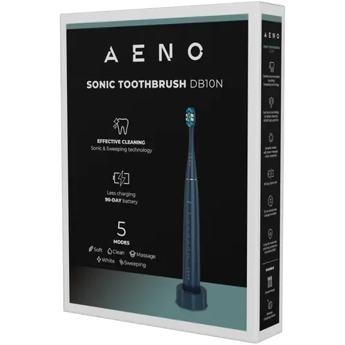Wireless Tooth Brush, Navy Blue, 3 Brush Heads, 1400mAh, Function: Soft, Clean, Massage, White, Sweep - image 7