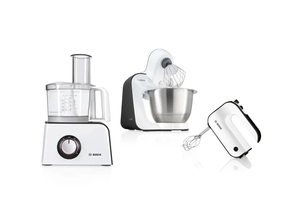 Миксер, Bosch MFQ4020, Hand mixer, Styline, 450 W, with innovative FineCreamer stirrers, blender attachment, 5 speed settings, additional pulse/turbo setting, White -black - image 10