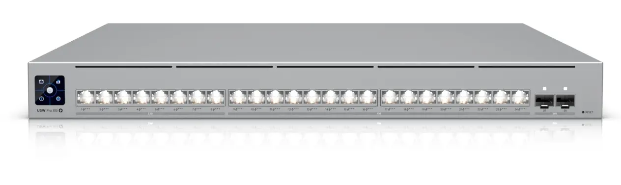 Комутатор Ubiquiti USW-Pro-XG-24, 8x 2.5 G, 16x 10 G, 2x 25G SFP28 порта, L3