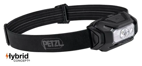 Челник PETZL ARIA 1R RGB 2026, 475 Лумена, Черен Челник PETZL ARIA 1R RGB 2026, 475 Лумена, Черен