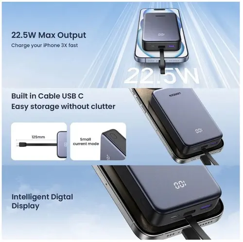 POWER BANK 20 000mAh С ВГРАДЕН КАБЕЛ 22.5W PB505 UGREEN - image 2