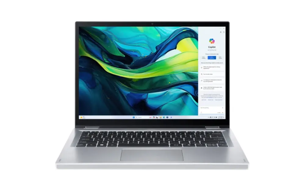 Лаптоп, Acer Aspire Go Spin 14, AGSP14-31PT-3593, Intel i3 N355( up to 3.9GHz, 6MB), 14'' WUXGA (1920x1200) IPS Touch (pen supportive), 8GB DDR5 on board, SSD 256GB, HD Web cam, WiFi6 ax, BT 5.2, Win 11 Home - image 2